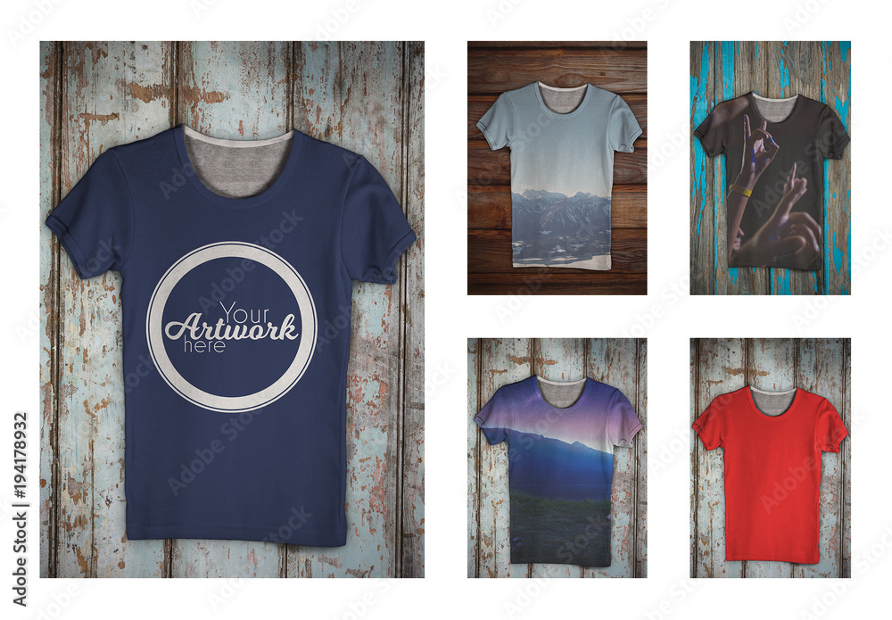 All-Over Print T-Shirt Mockup 1 Stock Template | Adobe Stock