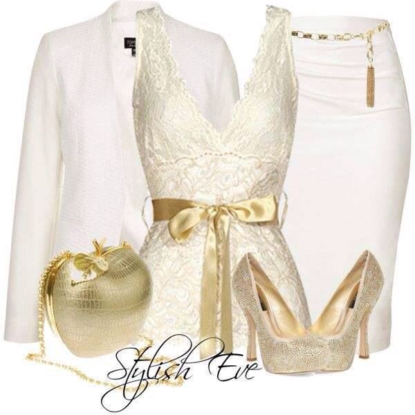 White & Gold Outfit | Stylish Eve Outfits, Chic Outfits, Fashion