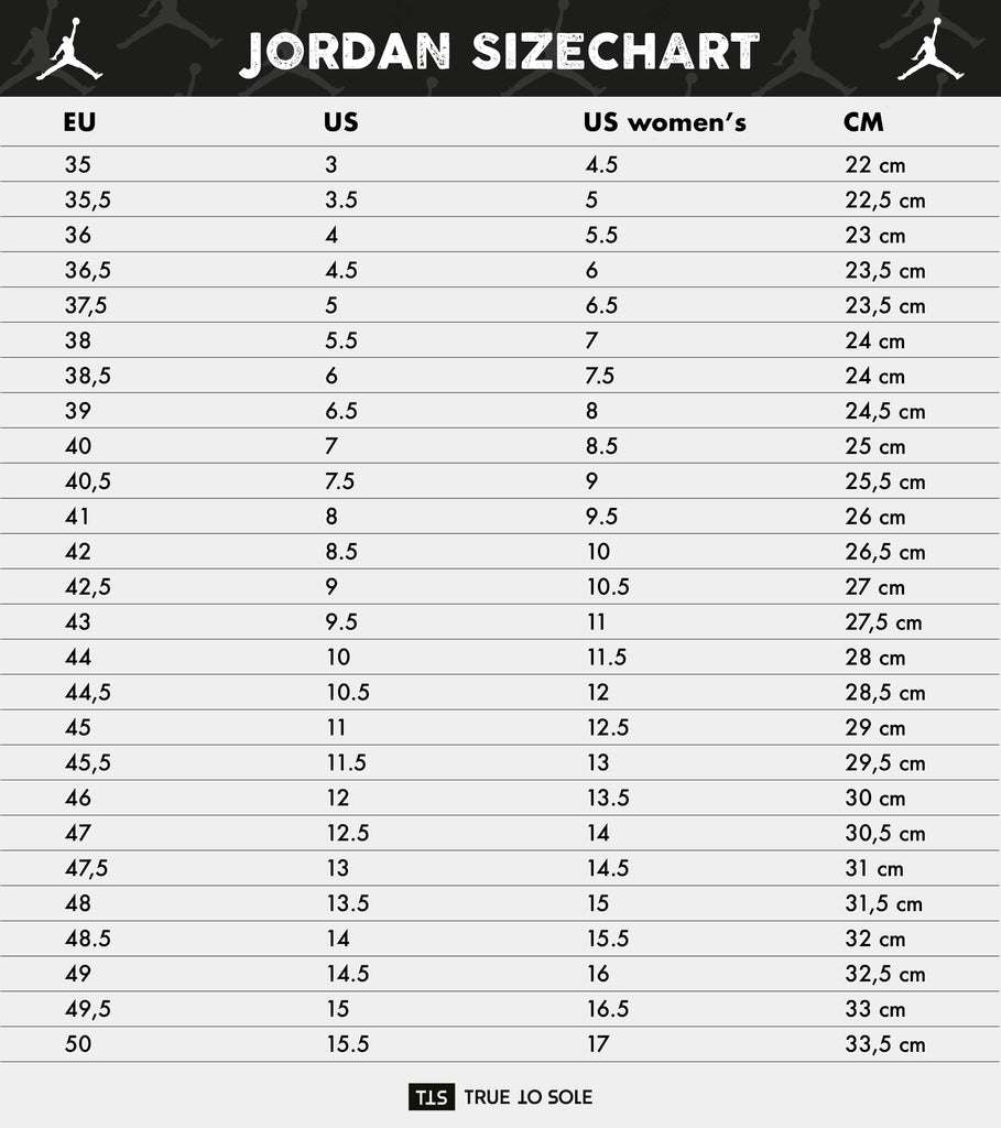 Sneaker Sizing And Size Chart - True To Sole