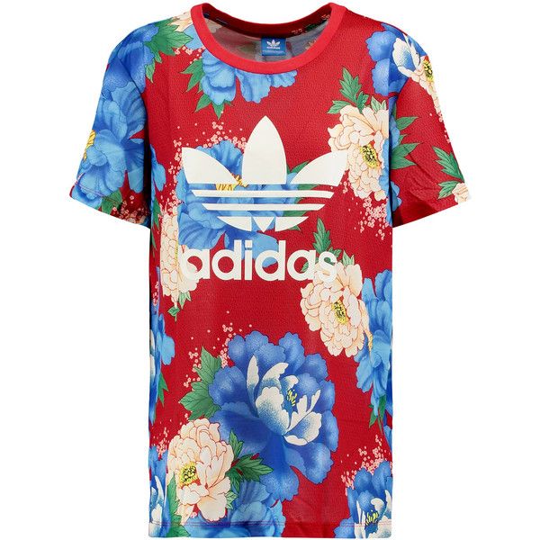 Adidas Originals Floral-Print Jersey T-Shirt ($27) ❤ Liked On Polyvore  Featuring Tops, T-Shirts, Multi, Multi Color… | Floral Prints, Clothes  Design, Floral Tshirts