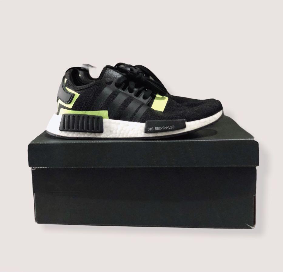 Adidas Nmd R1 Black Volt, Women'S Fashion, Footwear, Sneakers On Carousell