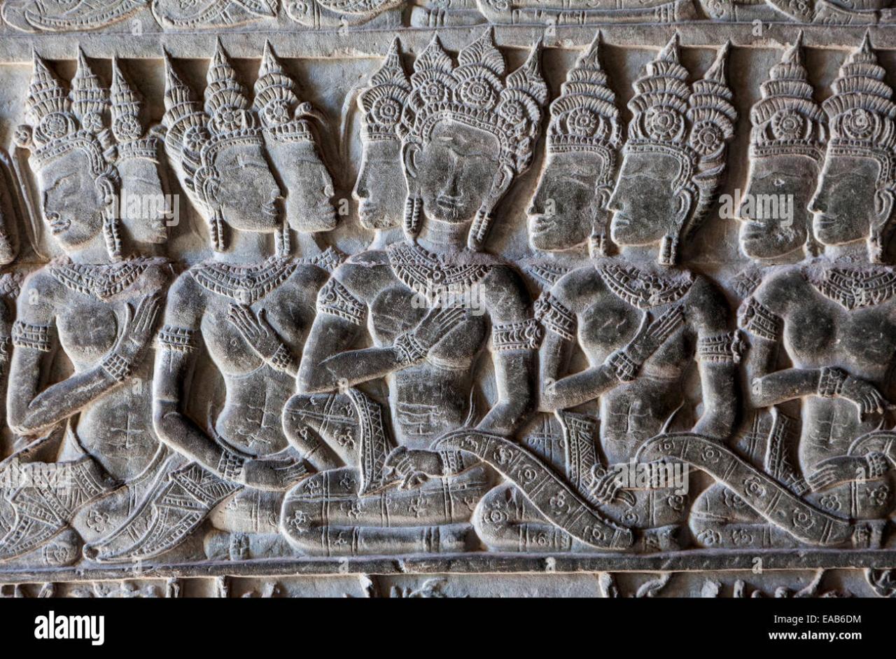 Cambodia, Angkor Wat. Bas-Relief Carving, First Corridor, Western Side Of  Temple Stock Photo - Alamy