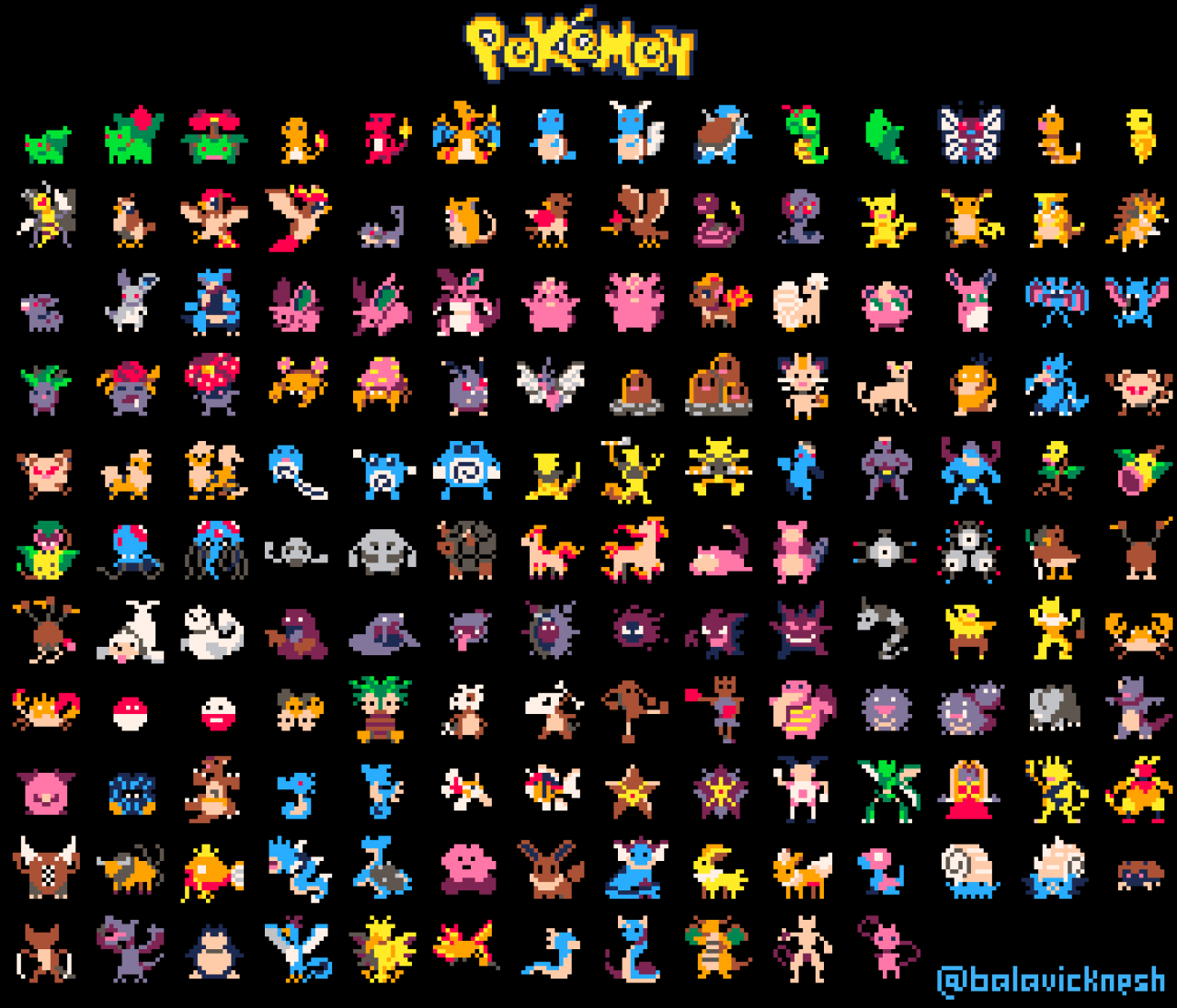 All 151 Gen 1 Pokemon Pixel Art By Me! : R/Pokemon