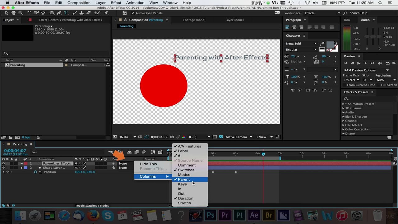 Tutorial: Parenting With Adobe After Effects Cc 2014 - Youtube