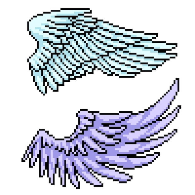 Premium Vector | Pixel Art Of Bird Angel Wing